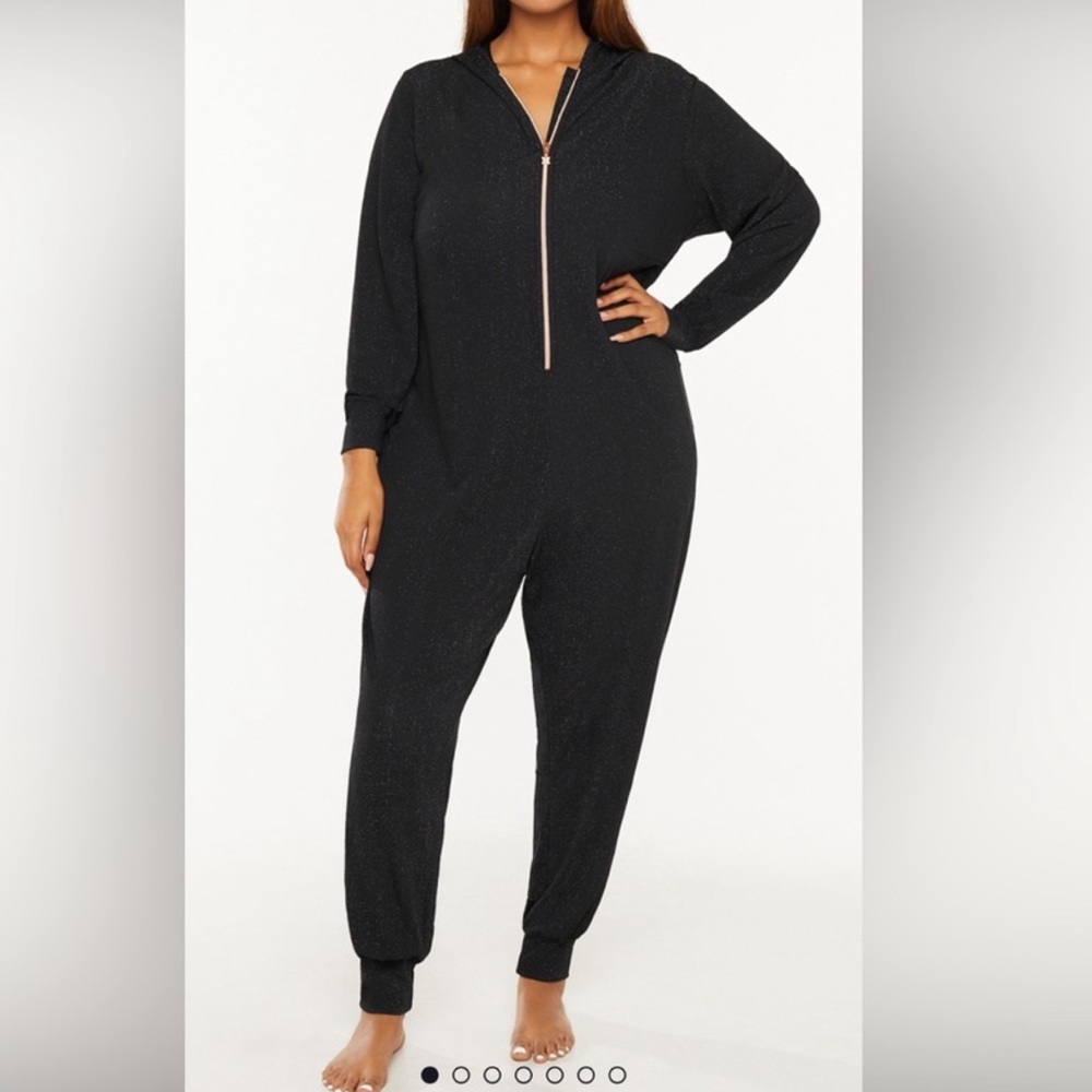 SAVAGE X FENTY Sleep‎ & Shine Hooded Onesie Jumper Sparkly Black Size Medium